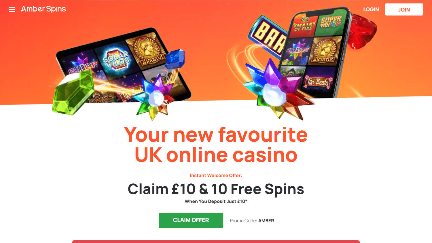 Amber Spins Casino Desktop screenshot